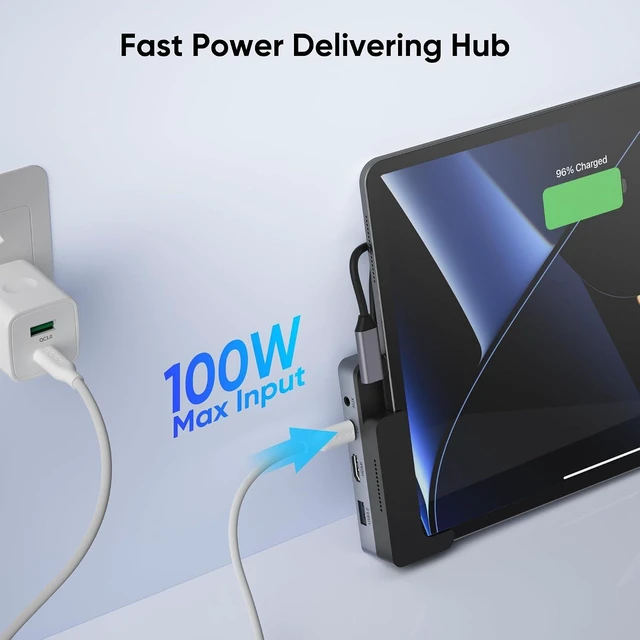 Alt view image 5 of 7 - doqo USB C Hub for ipad,6-in-1 Adapter for iPad Pro 12.9/11/10.9 inch iPad Air 5 4 iPad mini 6 Docking Station with 4K@30hz HDMI, USB-C 100W PD, SD/TF Card Reader, USB 3.0, 3.5mm Audio Jack