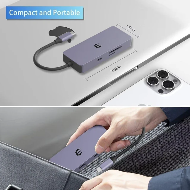 Alt view image 7 of 7 - USB C Hub, 6 in 1 LAN Adapter USB C for Laptop, Chromebook, Surface Pro 8, USB C Splitter with SD/TF Card Reader, 100W PD, USB 3.0, 4K HDMI