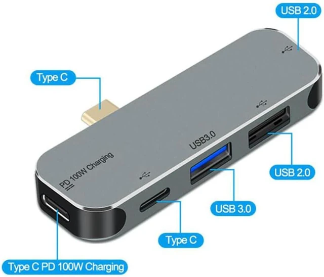 Alt view image 3 of 5 - USB C Hub,Efficient Time Saving 5in1 Type C to USB-C/USB 3.0/USB 2.0 Hub Compatible with Smartphone,Tablet,Laptop and More Type C Devices