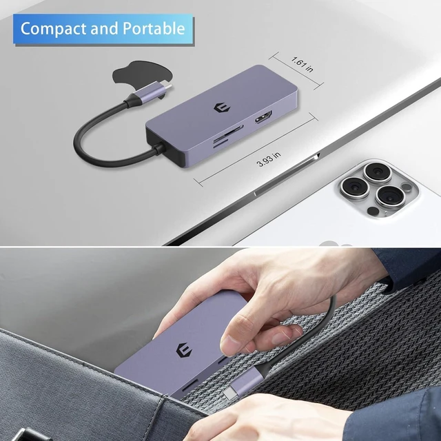 Alt view image 3 of 6 - USB C Hub, 6 in 1 USB C Ethernet Adapter with VGA, USB 3.0 Ports, SD/TF Card Reader, USB Splitter for Dell, Lenovo and Other Type C Devices