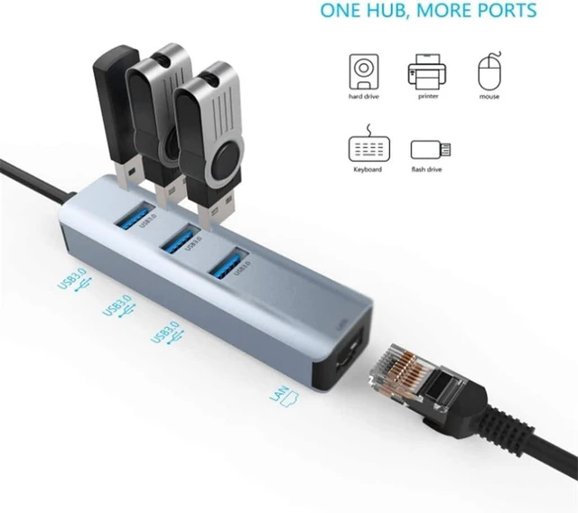 Alt view image 4 of 6 - Hubs USB 3.0 HUB Type C to Ethernet Network Adapter 1000 Mbps RJ45 USB-c 4 in 1 with 3 USB 3.0 USB Splitter USB Hubs