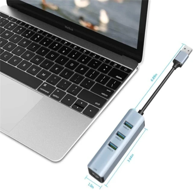 Alt view image 6 of 6 - Hubs USB 3.0 HUB Type C to Ethernet Network Adapter 1000 Mbps RJ45 USB-c 4 in 1 with 3 USB 3.0 USB Splitter USB Hubs