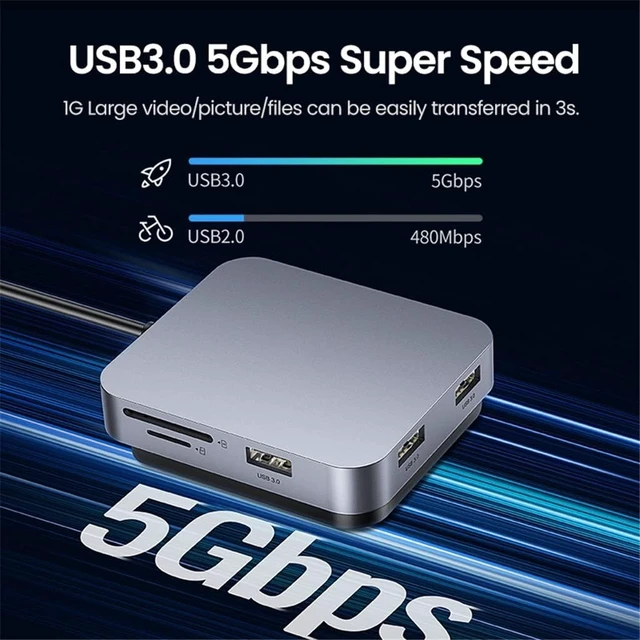 Alt view image 4 of 7 - Hubs 5 in 1 Type UGREEN USB C HUB to USB 3.0 5Gbps TF/SD Card 104MB/s Accessories Magnetic USB Hubs