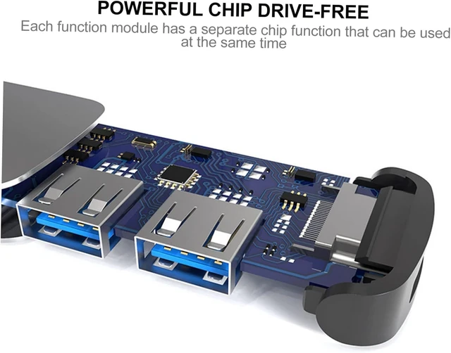 Alt view image 6 of 7 - Hemoton 2pcs USB Hub Type-c Adapter for Laptop and Phone Expansion USB Outputs for Connecting Keyboard Mouse Printer