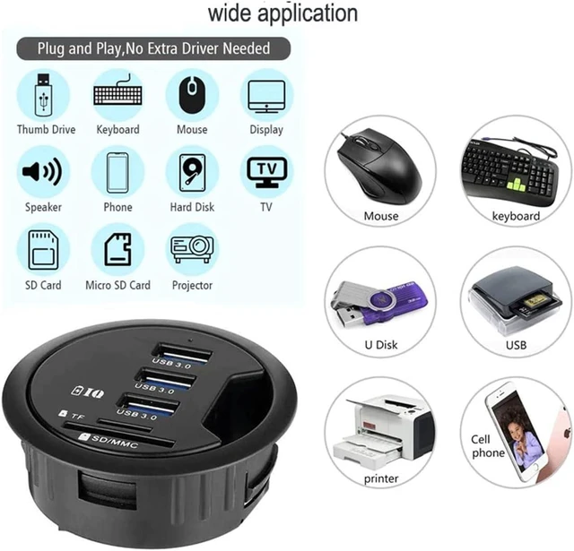 Alt view image 2 of 7 - USB Hub, Ultra-Slim Data USB Hub, USB Power Supply USB Splitter USB Dock Portable,USB Hub 3 0 with Card Reader for Laptop PC