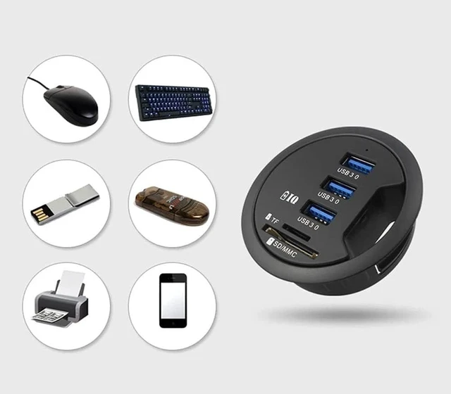 Alt view image 5 of 7 - USB Hub, Ultra-Slim Data USB Hub, USB Power Supply USB Splitter USB Dock Portable,USB Hub 3 0 with Card Reader for Laptop PC