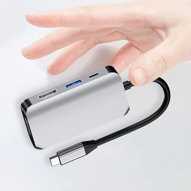 Alt view image 2 of 7 - USB Hub, Ultra-Slim Data USB HubType-C Docking Station Type C to HDMI-Compatible 4K to VGA USB Splitter Hub for Mac & PC