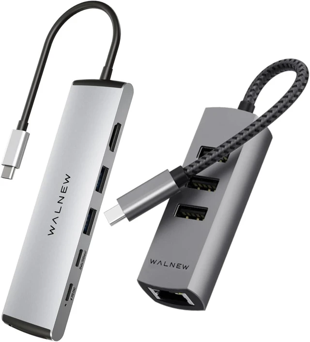 Main image of WALNEW USB-C Ethernet Adapter& 7-in-1 USB C Hub Bundle