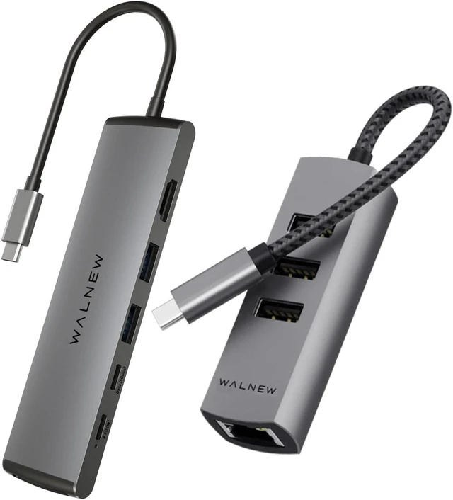 Main image of WALNEW USB-C Ethernet Adapter& 7-in-1 USB C Hub Bundle