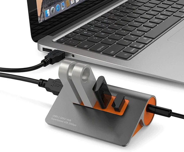 Alt view image 4 of 6 - USB Hub, Ultra-Slim Data USB Hub, One to Four converters, USB3.1 Gen2 Hub Aluminum USB Hub PC Splitter 10Gbps Super Speed