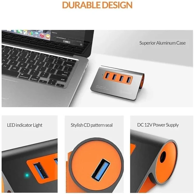 Alt view image 6 of 6 - USB Hub, Ultra-Slim Data USB Hub, One to Four converters, USB3.1 Gen2 Hub Aluminum USB Hub PC Splitter 10Gbps Super Speed