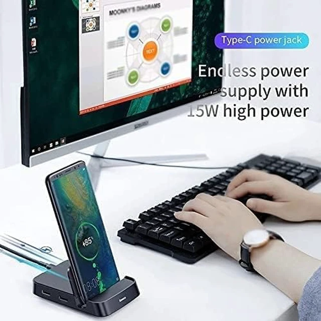 Alt view image 3 of 4 - USB Hub, 8 in 1 USB Type C Hub Docking Station USB-C to HDMI USB 3.0 HUB SD TF Card PD Adapter
