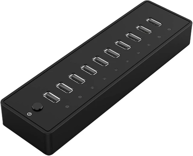 Main image of USB Hub, Accessories 1M Data Cable10 Port ABS USB3.0 HUB with 12V Power Adapter High Speed USB Splitter for PC Computer, Printer, Mobile HDD