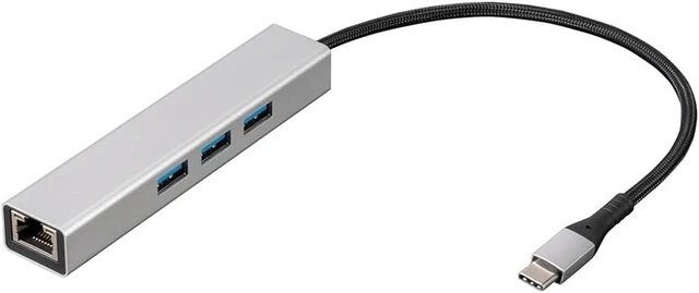Main image of Digio2 LAN Adapter, USB3.2Gen1, Type-C to 3 Ports, Aluminum Hub, Silver Z0121
