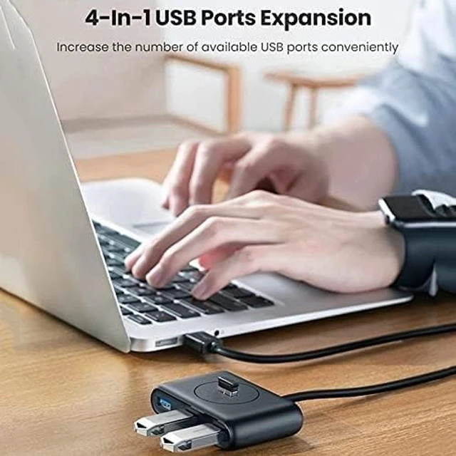 Alt view image 2 of 6 - USB Hub, USB 3.0 Hub 4-Port USB 3.0 High-Speed USB Splitter for Hard Drives USB Flash Drive Mouse Keyboard Extend Adapter
