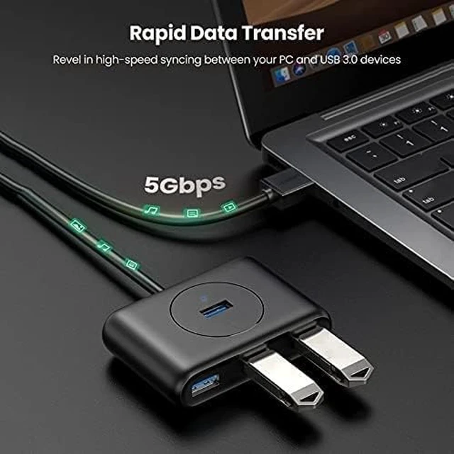 Alt view image 5 of 6 - USB Hub, USB 3.0 Hub 4-Port USB 3.0 High-Speed USB Splitter for Hard Drives USB Flash Drive Mouse Keyboard Extend Adapter