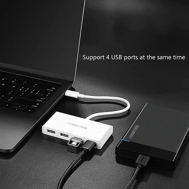 Alt view image 3 of 5 - KouRy USB Type C to USB,4-in-1 USB Hub, USB 2.0, Compatible for Type C Laptop, PC, Flash Drive, Mobile HDD (Black)