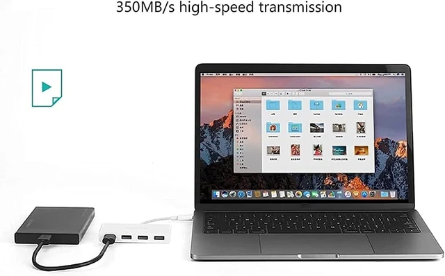 Alt view image 5 of 5 - KouRy USB Type C to USB,4-in-1 USB Hub, USB 2.0, Compatible for Type C Laptop, PC, Flash Drive, Mobile HDD (Black)