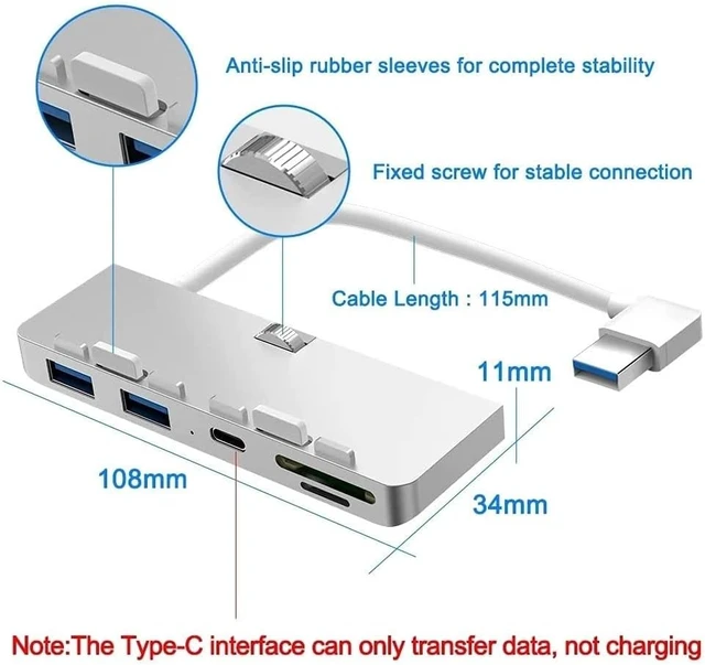 Alt view image 3 of 7 - USB Hub, Multifunctional USB SplitterAluminum Alloy USB 3.0 Hub Adapter Splitter with SD/TF Card Reader for Mac & PC