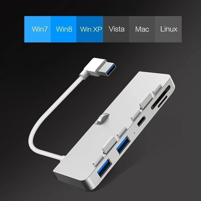 Alt view image 4 of 7 - USB Hub, Multifunctional USB SplitterAluminum Alloy USB 3.0 Hub Adapter Splitter with SD/TF Card Reader for Mac & PC
