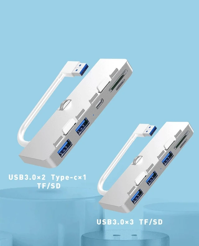 Alt view image 7 of 7 - USB Hub, Multifunctional USB SplitterAluminum Alloy USB 3.0 Hub Adapter Splitter with SD/TF Card Reader for Mac & PC