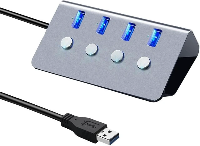 Main image of USB Hub, Sub-Control Switch 4-Port USB 3.0 HUB Aluminum Alloy Upto 5Gbps Multi USB Splitter for Desktop Laptop& PC