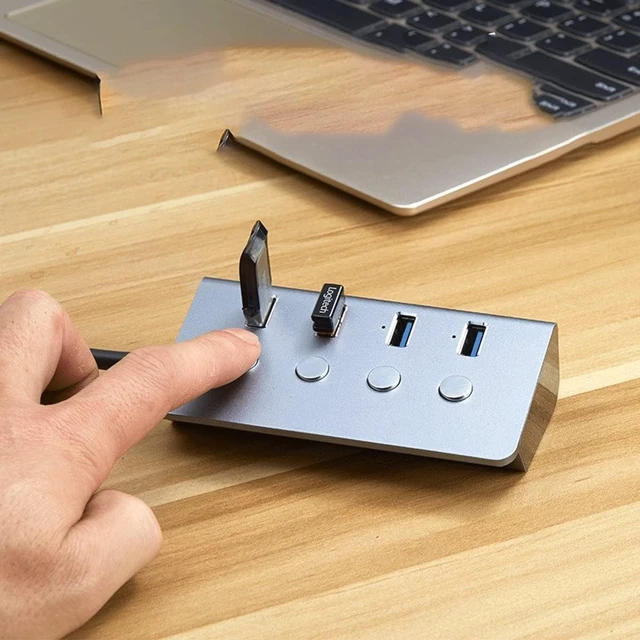 Alt view image 2 of 6 - USB Hub, Sub-Control Switch 4-Port USB 3.0 HUB Aluminum Alloy Upto 5Gbps Multi USB Splitter for Desktop Laptop& PC