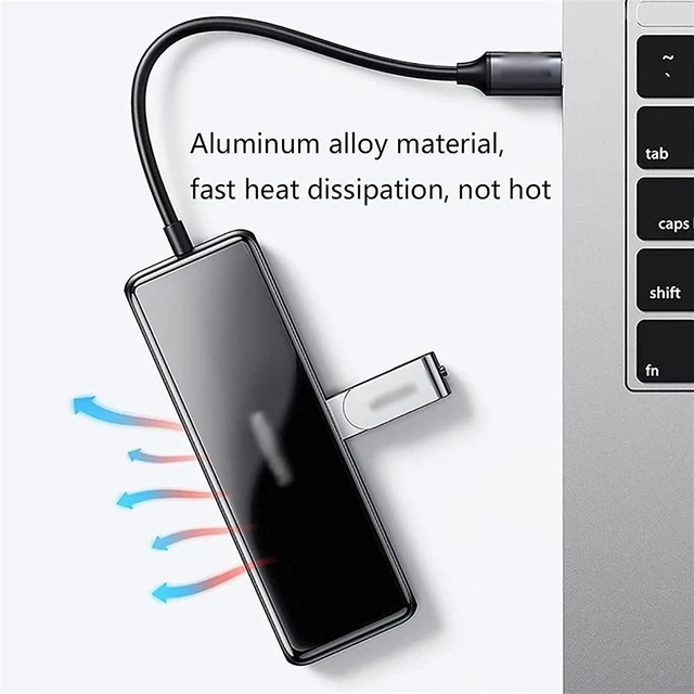 Alt view image 5 of 6 - KouRy USB-C Hub,6 in 1 Multiport USB-C Docking Station with 4K HDMI, 3 USB 3.0 Ports, SD/TF Card Reader, USB Splitter Adapter (Black)