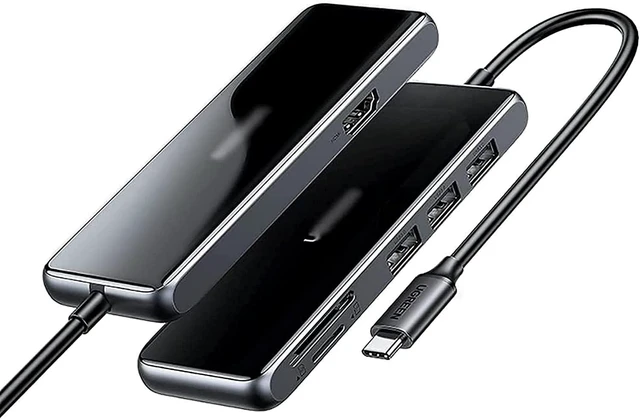 Alt view image 2 of 6 - KouRy USB-C Hub,6 in 1 Multiport USB-C Docking Station with 4K HDMI, 3 USB 3.0 Ports, SD/TF Card Reader, USB Splitter Adapter (Black)