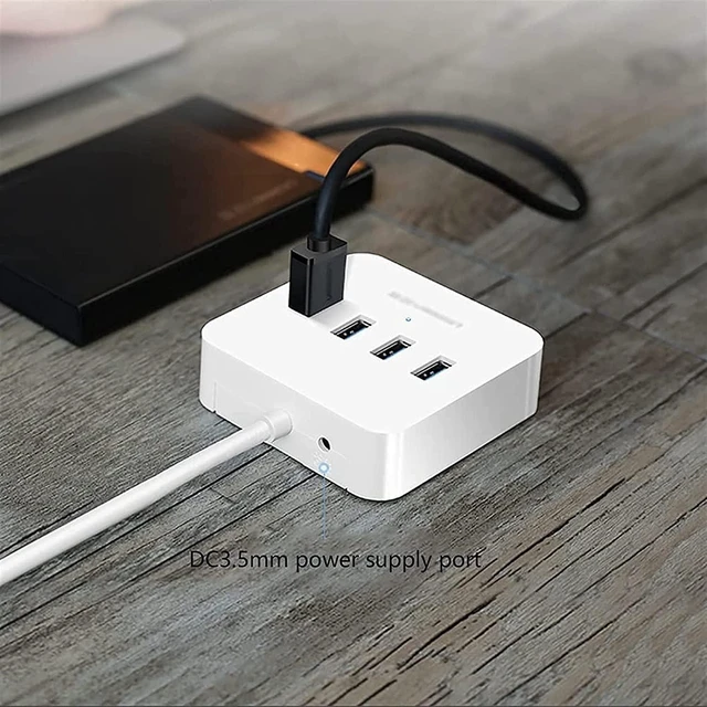 Alt view image 4 of 5 - KouRy USB Hub,4-in-1 USB 3.0 Data to USB Hub Adapter Compatible with PC, Flash Drive, Mobile HDD and More (White)