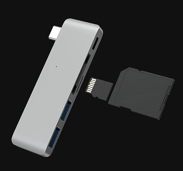 Alt view image 6 of 7 - KouRy USB Hub, USB Docking Station, 5 in 1 Hub with 2 USB 3.0 Ports, 60W PD, SD/TF Card Reader, Aluminum USB-C Dock Adapter (Grey)