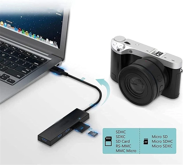 Alt view image 6 of 7 - KouRy USB C Hub, 5 in 1 USB Hub Adapter with 3 USB 3.0 Ports, SD/TF Card Reader, USB Splitter for Keyboard, Mouse, Flash Drives (Black)