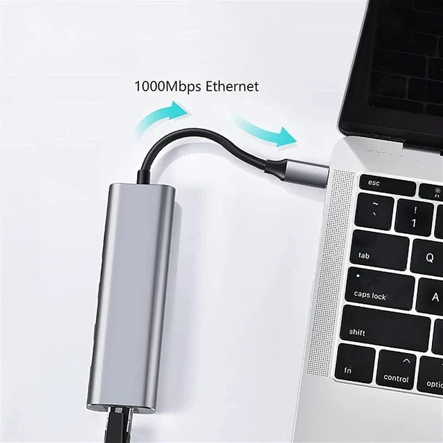 Alt view image 2 of 6 - KouRy 5 in 1 USB-C Dock Type C USB Hub with Ethernet, 3 USB 3.0 Ports, USB-C PD 60W, USB C Hub for Laptop