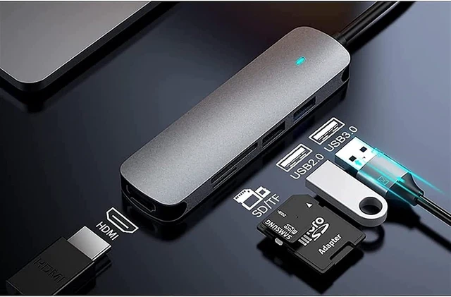 Alt view image 3 of 5 - KouRy USB C Hub, 5-in-1 USB C Multiport Adapter with 4K HDMI, USB 3.0 Ports, USB 2.0 Ports, SD/TF Card Reader, USB C Dock for Laptop