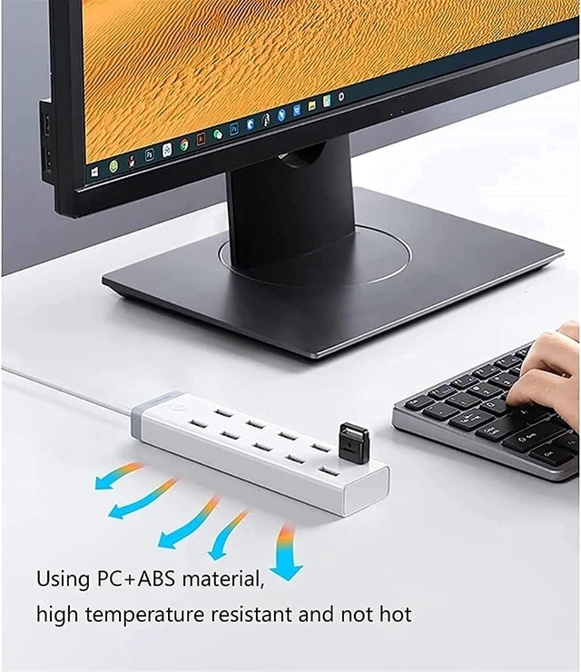 Alt view image 3 of 6 - KouRy USB 3.0 Hub,USB Splitter,10 Port USB HUB Splitter 12V / 4A Powered for Laptop, USB Flash Drives, Mobile HDD and More (White)