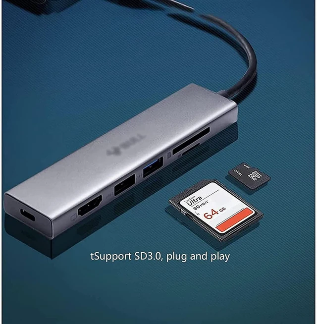 Alt view image 4 of 5 - KouRy USB C Hub,6-in-1 Dock Station USB C Adapter for USB C Devices with 4K HDMI/USB 3.0 / USB 2.0 / SD and TF Slots/PD 60W