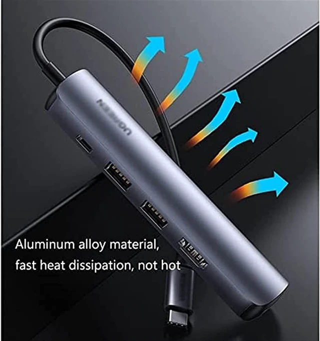 Alt view image 2 of 6 - KouRy USB C Hub, 5 in 1 USB Charging Hub Docking Station with 100W PD, 4K HDMI, 2 USB 3.0 Ports, 1000M Ethernet