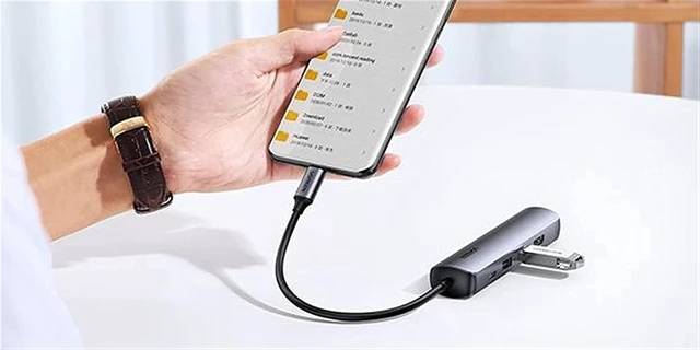 Alt view image 6 of 6 - KouRy USB C Hub, 5 in 1 USB Charging Hub Docking Station with 100W PD, 4K HDMI, 2 USB 3.0 Ports, 1000M Ethernet