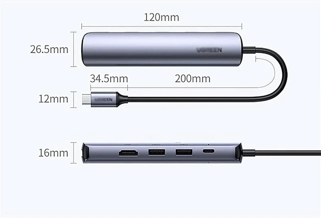 Alt view image 5 of 6 - KouRy USB C Hub, 5 in 1 USB Charging Hub Docking Station with 100W PD, 4K HDMI, 2 USB 3.0 Ports, 1000M Ethernet