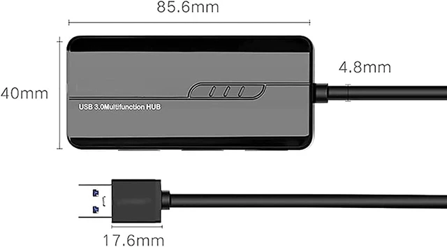Alt view image 2 of 6 - KouRy USB 3.0 Hub,4 Port USB Docking Station Adapter with DC Power Port, 3 USB 3.0 Ports, RJ45 Gigabit Ethernet Port (Black)