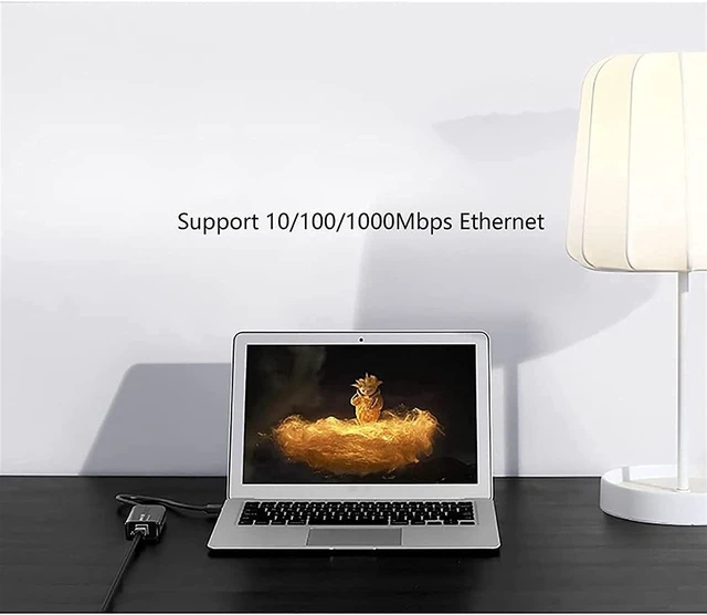 Alt view image 6 of 6 - KouRy USB 3.0 Hub,4 Port USB Docking Station Adapter with DC Power Port, 3 USB 3.0 Ports, RJ45 Gigabit Ethernet Port (Black)
