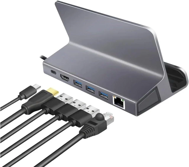 Main image of USB 3.2 Gen1 Docking Station 6-Port with USB PD (PowerDelivery 100W) Aluminium Holder for Tablets, Smartphones and Controllers