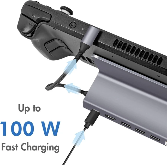 Alt view image 7 of 7 - USB 3.2 Gen1 Docking Station 6-Port with USB PD (PowerDelivery 100W) Aluminium Holder for Tablets, Smartphones and Controllers