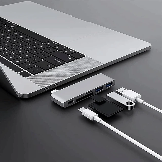 Alt view image 5 of 7 - USB HUB Converter, USB Docking Station, 5 in 1 Hub with 2 USB 3.0 Ports, 60W PD, SD/TF Card Reader, Aluminum USB-C Dock Adapter (Color : White)