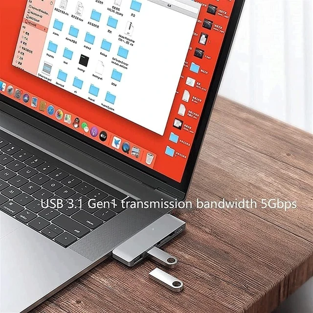 Alt view image 6 of 7 - USB HUB Converter, USB Docking Station, 5 in 1 Hub with 2 USB 3.0 Ports, 60W PD, SD/TF Card Reader, Aluminum USB-C Dock Adapter (Color : White)