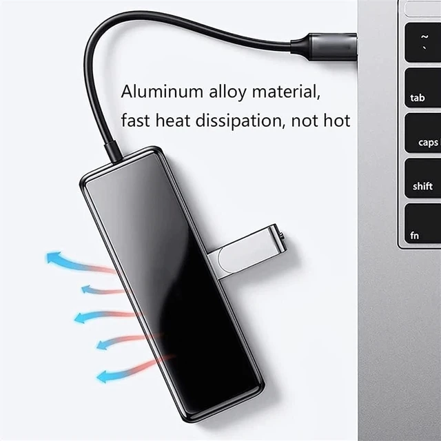 Alt view image 2 of 7 - USB-C Hub,6 in 1 Multiport USB-C Docking Station with 4K HDMI, 3 USB 3.0 Ports, SD/TF Card Reader, USB Splitter Adapter