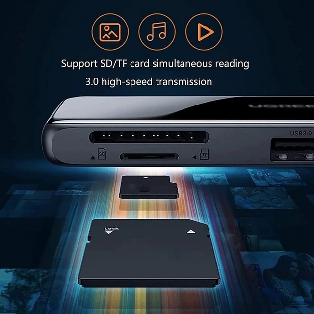 Alt view image 5 of 7 - USB-C Hub,6 in 1 Multiport USB-C Docking Station with 4K HDMI, 3 USB 3.0 Ports, SD/TF Card Reader, USB Splitter Adapter