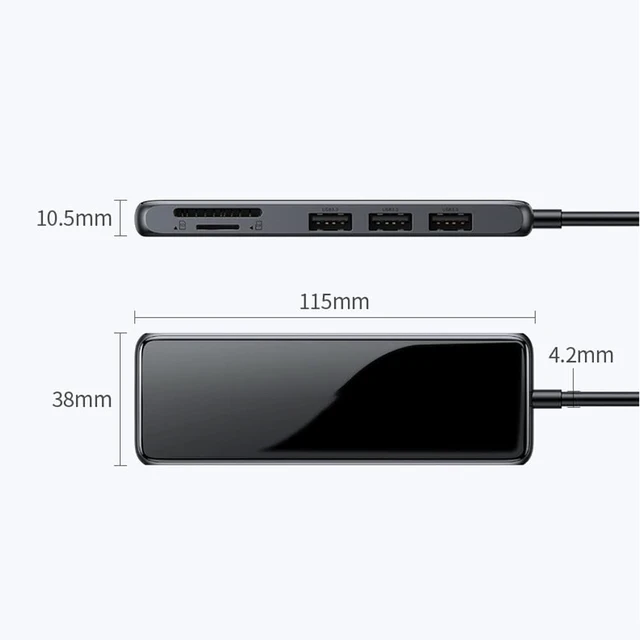 Alt view image 7 of 7 - USB-C Hub,6 in 1 Multiport USB-C Docking Station with 4K HDMI, 3 USB 3.0 Ports, SD/TF Card Reader, USB Splitter Adapter