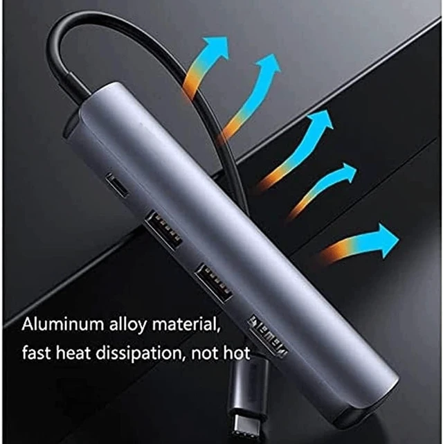 Alt view image 6 of 7 - Portable USB C Hub, 5 in 1 USB Charging Hub Docking Station with 100W PD, 4K HDMI, 2 USB 3.0 Ports, 1000M Ethernet