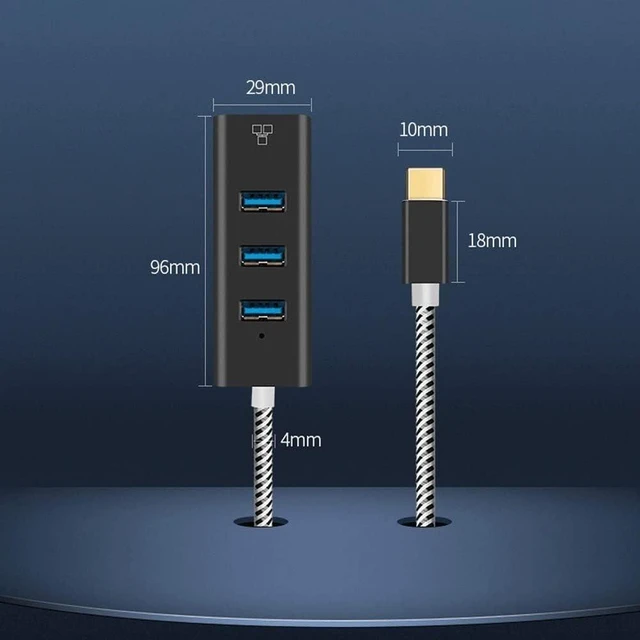 Alt view image 4 of 6 - USB Hub,4-Port USB to Ethernet Hub for Laptop, USB Flash Drives with 1000M Ethernet, 3 USB 3.0 Ports and LED Indicato